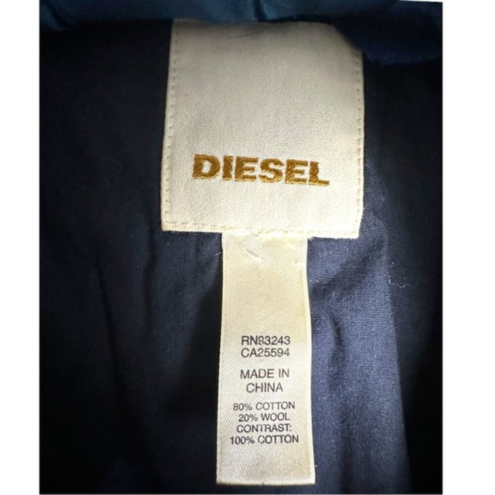 RARE Vintage 90s Diesel women’s moto cotton denim blue quilt parka coat jacket S - Picture 11 of 13